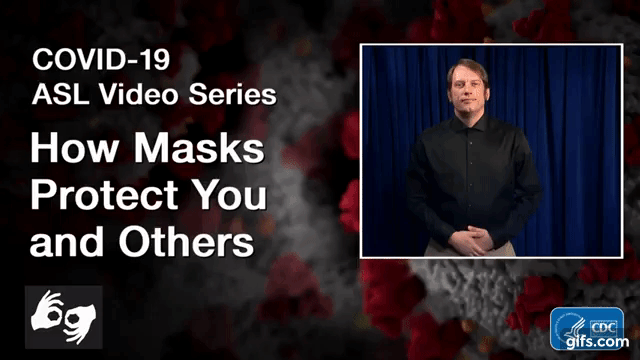 a man using sign language to say How masks protect you and others